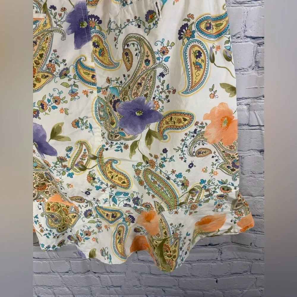 STO Susquehanna Trail Floral Retro Cottagecore Lightweight Cotton Skirt Size 12